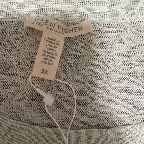 Eileen Fisher Ballet Neck Tunic Sweater Women's 3X Light Green Linen Blend NWT - Picture 2 of 5